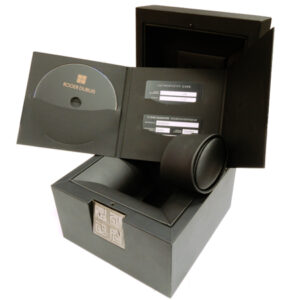 Roger Dubuis Fitted Display Box with Outer Box, Guarantee, Authenticity Card, and Collectors DVD for a Quartz Wrist Watch