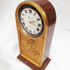 French Red Marble and Brass, 8 Day Clock. c.1920/30's. Signed Chevron