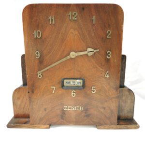 Zenith Wooden Calendar Clock. Art-Deco style. c1950s