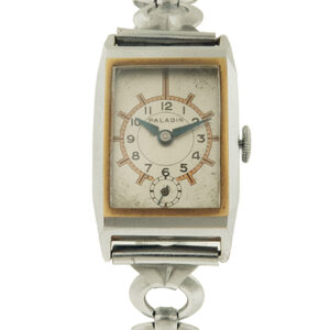 Chrome "Paladin" Swiss Art Deco Bracelet Watch with 2 Tone Case.