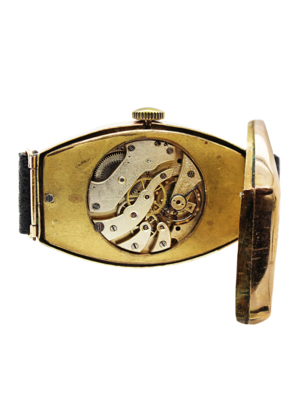 Longines Large Tonneau 14k Rose Gold Wristwatch c.1920
