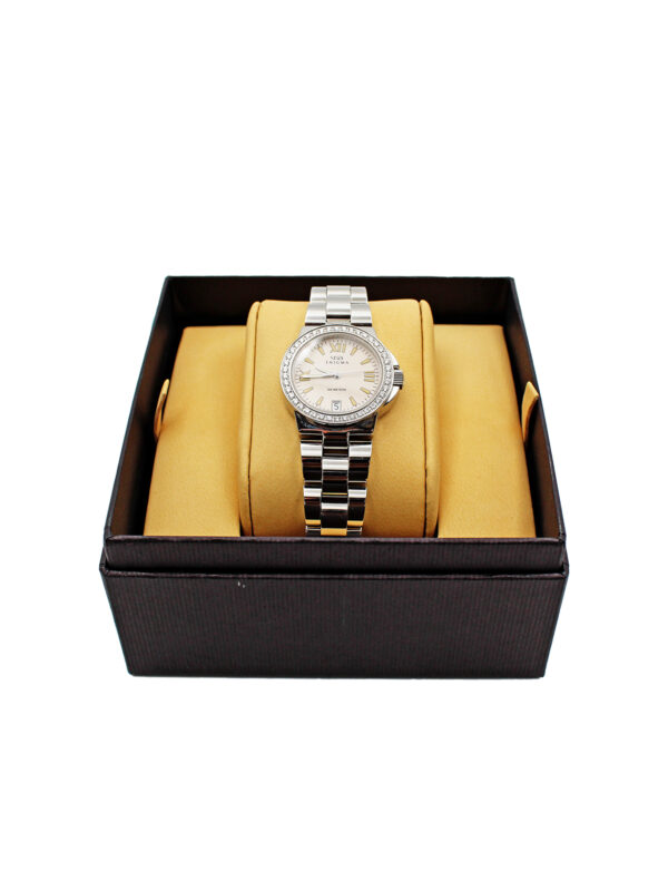 Enigma Stainless Steel & Diamond 3/4 Size Bracelet Watch w/ Box, Designed by Gianni Bulgari