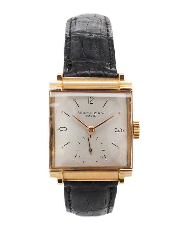 Rare Patek Philippe 18k Rose Gold Square Wristwatch w/ Extract c. 1943, Ref 1519
