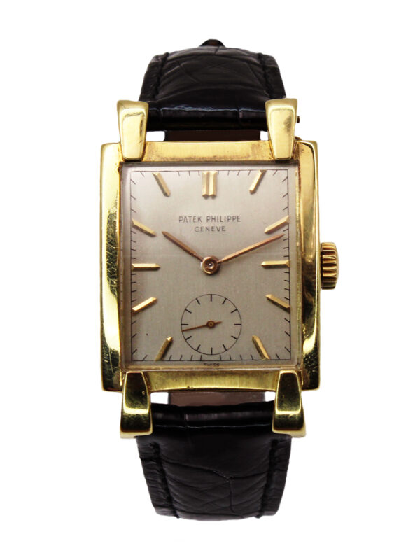 Patek Philippe 18k Yellow Gold Vintage Rectangular Wristwatch w/ Extract c. 1940s, Ref 2427