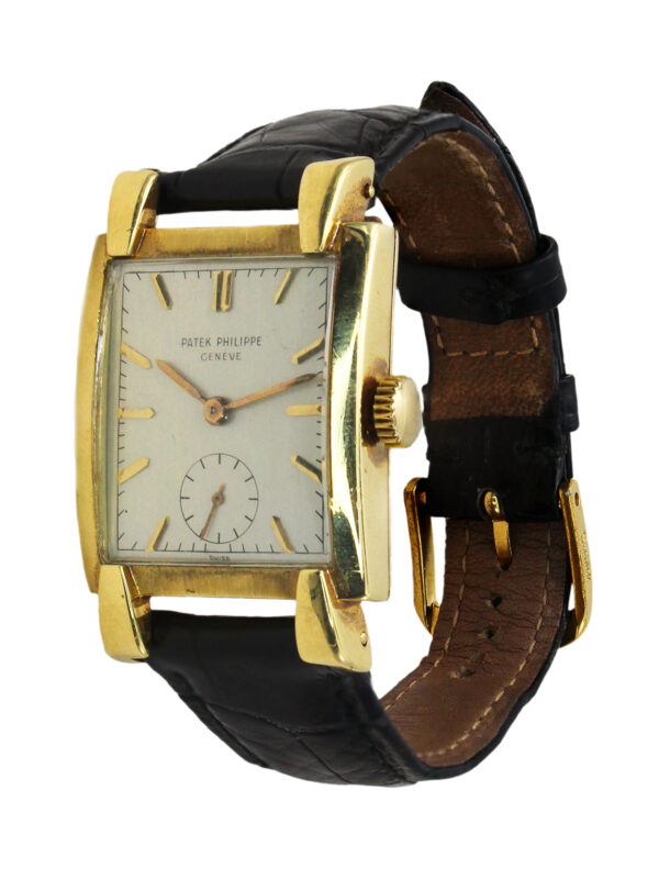 Patek Philippe 18k Yellow Gold Vintage Rectangular Wristwatch w/ Extract c. 1940s, Ref 2427
