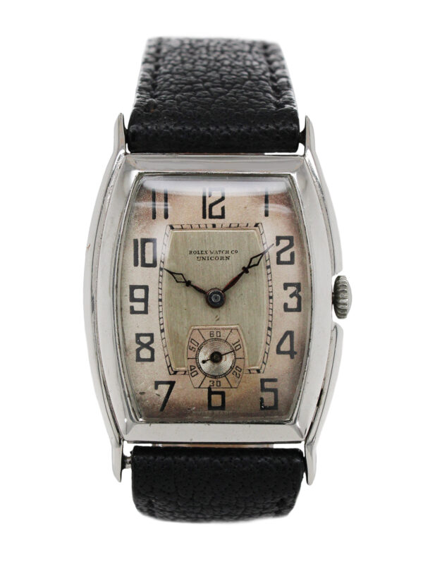 Rolex "Unicorn" Chrome Plated Tonneau-Shaped Wristwatch c.1930s