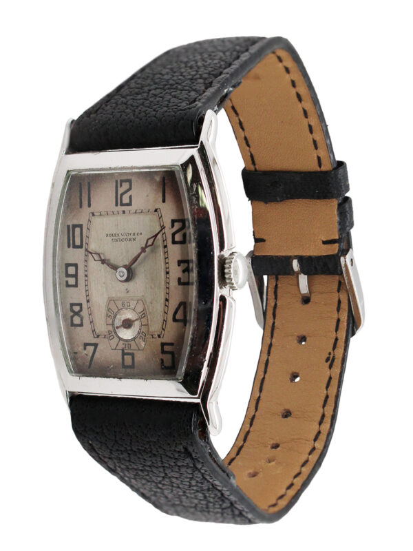 Rolex "Unicorn" Chrome Plated Tonneau-Shaped Wristwatch c.1930s