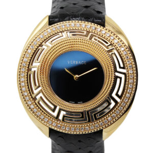 Versace 'Destiny' (Ref. 67Q) Yellow Gold Gilt Wristwatch with Diamond Bezel, complete w/ box and papers, c. 2000