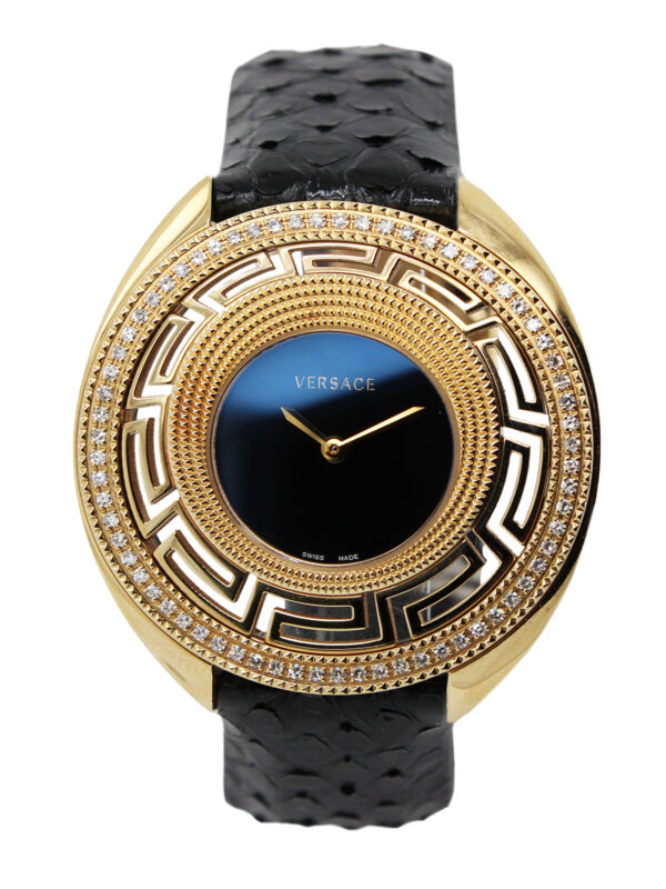 Versace 'Destiny' (Ref. 67Q) Yellow Gold Gilt Wristwatch with Diamond Bezel, complete w/ box and papers, c. 2000