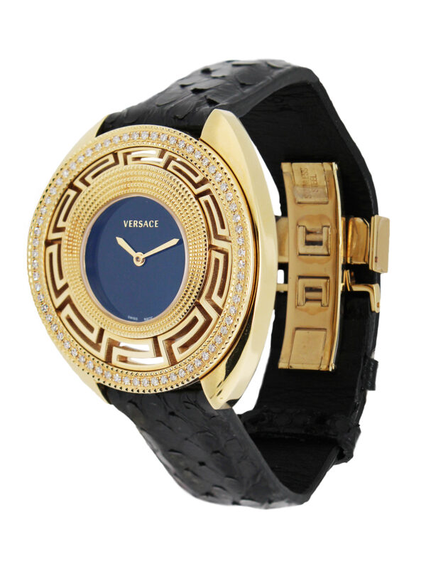 Versace 'Destiny' (Ref. 67Q) Yellow Gold Gilt Wristwatch with Diamond Bezel, complete w/ box and papers, c. 2000