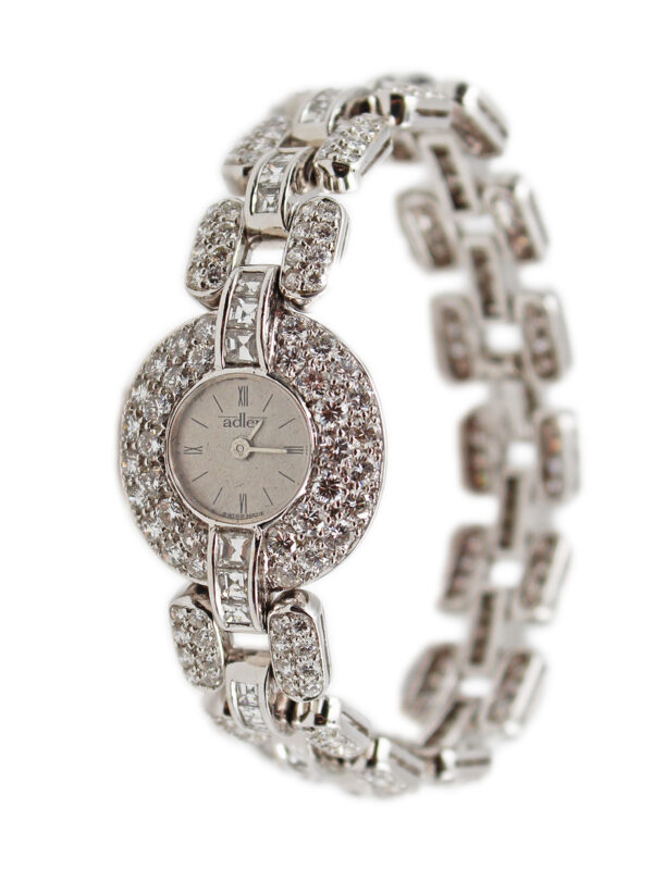 Adler 18k White Gold & Diamonds (7ct) Ladies Bracelet Watch c. 1990s