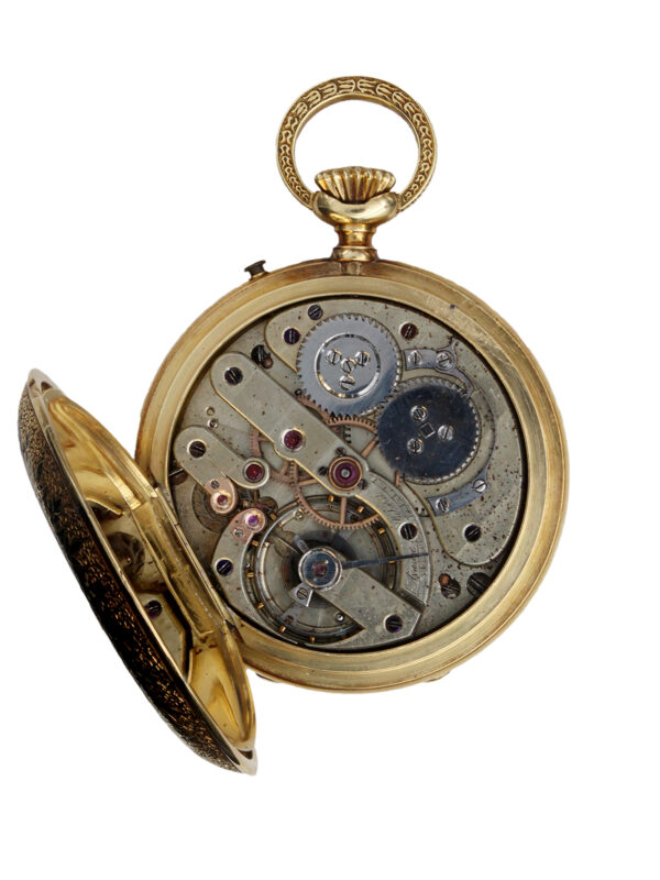 A. Veronesi 18k Yellow Gold, Enamel & Diamond Hunter Pocket Watch for Turkish Market c. 1880s