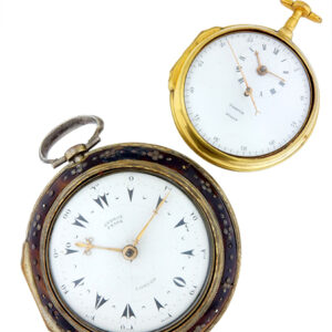 William Gordon, Dublin c.1810 Open Face Gilt Metal, Regulator Dial Pair Case set of Pocket Watches