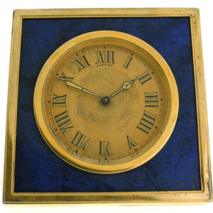 Cartier Gilt & Lapis 8-Day Going Square Desk Clock, c. 1940