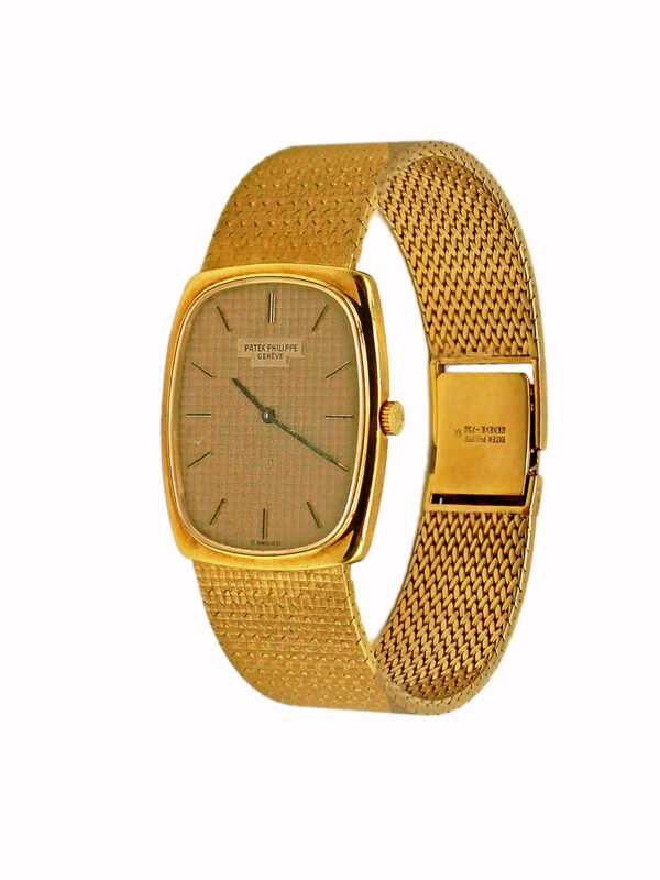 Patek Philippe ‘Galbe’ 18k Yellow Gold Extra-flat Rectangular Bracelet Watch Ref. 3667/4, c. 1970’s