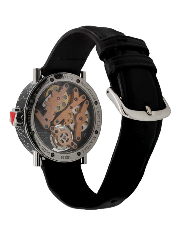 Alain Silberstein "Tourbillon" Stainless Steel & Enamel Case. Ltd 90/500. Box and certificate.