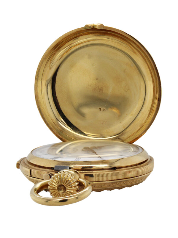 Courvoisier Freres, Swiss, Minute Repeater, 18k Yellow Gold Hunter Royal Blue Enamel & Diamonds