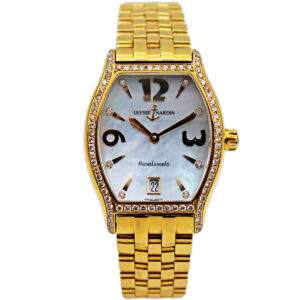Ulysse Nardin “Michelangelo” 18k Yellow Gold & Diamond Auto-Date Bracelet Watch, Retail $32,100