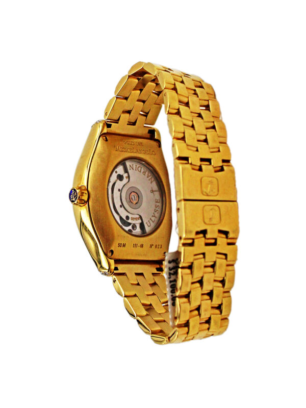 Ulysse Nardin “Michelangelo” 18k Yellow Gold & Diamond Auto-Date Bracelet Watch, Retail $32,100