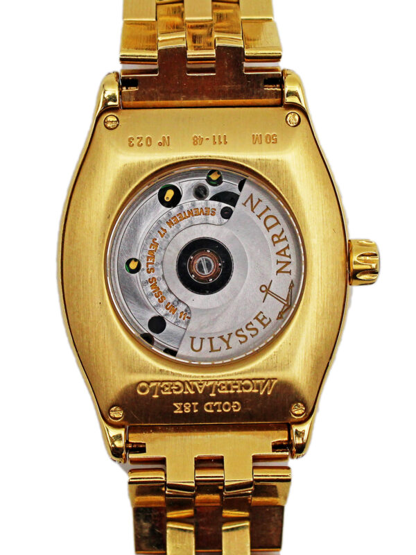 Ulysse Nardin “Michelangelo” 18k Yellow Gold & Diamond Auto-Date Bracelet Watch, Retail $32,100