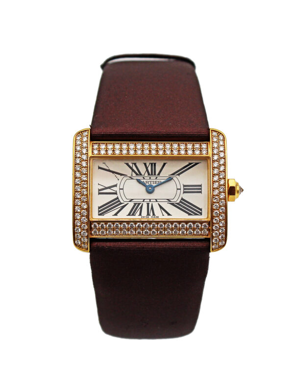 Cartier "Tank Divan" 18k Yellow Gold & Diamond Ladies' Wristwatch, Complete