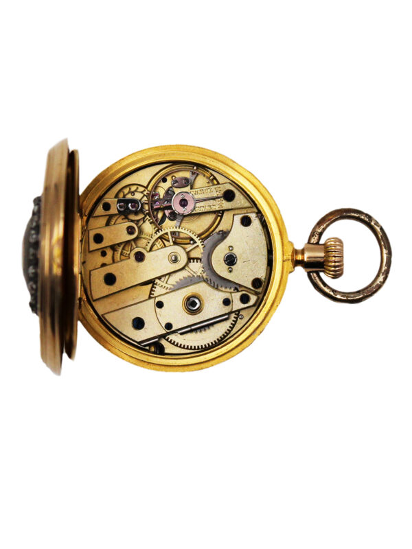 Patek Philippe 18k Yellow Gold, Enamel & Diamond King Emmanuel II Open Face Pocket Watch w/ Extract c. 1863