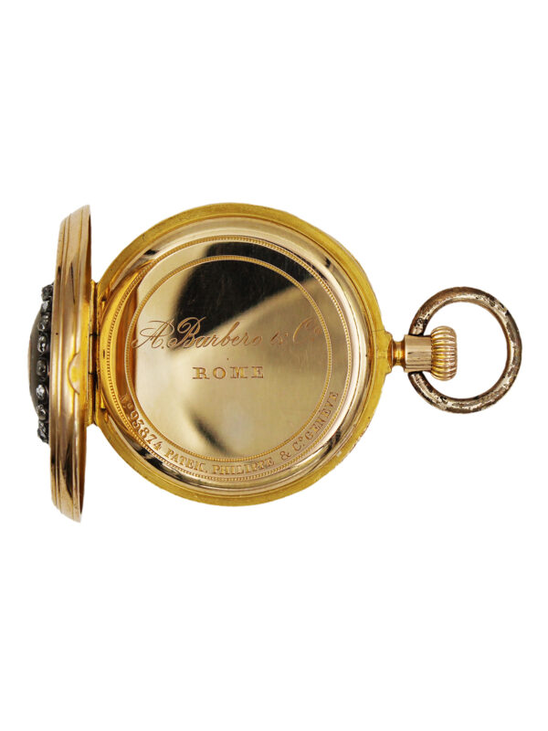 Patek Philippe 18k Yellow Gold, Enamel & Diamond King Emmanuel II Open Face Pocket Watch w/ Extract c. 1863