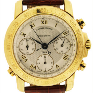 Schwarz Etienne, 18k Yellow Gold Rattrapante Mens watch. Box, cert & Manuals