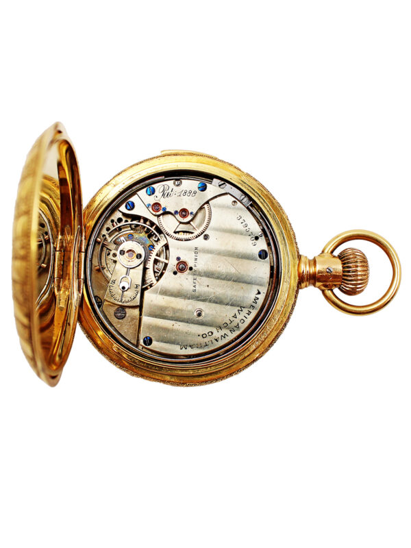 Waltham Heavy Engraved 18k Yellow Gold Hunter Pocket Watch with 5 minute repeater