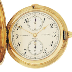 Vacheron & Constantin 18k Yellow Gold Hunter Case Keyless Chronograph pocket watch with Register. Circa 1907