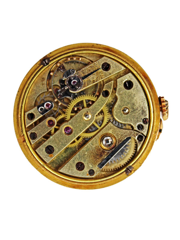 Golay Fils & Stahl. A fine and unusual pink gold and diamond button form watch. Circa 1890
