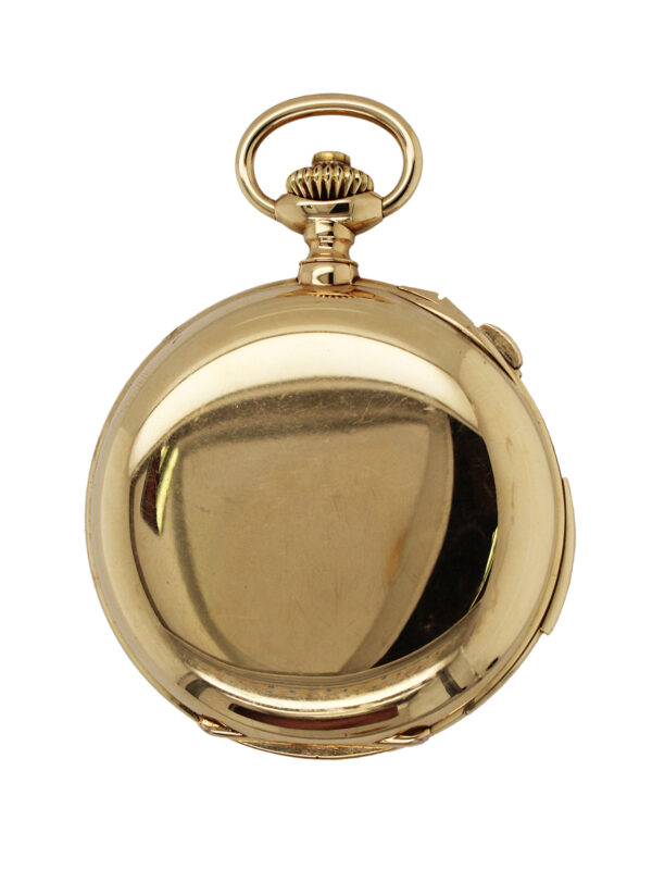 Tiffany & Co. 5 Minute Repeating Split-second Chronograph 18k Yellow Gold Pocket Watch w/ "rare" 60 minute register c.1890