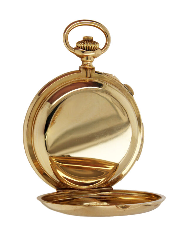 Tiffany & Co. 5 Minute Repeating Split-second Chronograph 18k Yellow Gold Pocket Watch w/ "rare" 60 minute register c.1890