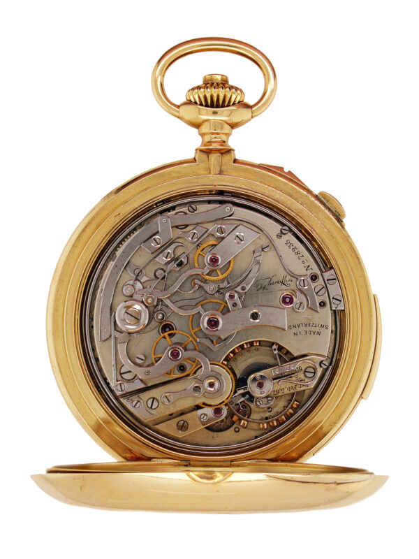 Tiffany & Co. 5 Minute Repeating Split-second Chronograph 18k Yellow Gold Pocket Watch w/ "rare" 60 minute register c.1890