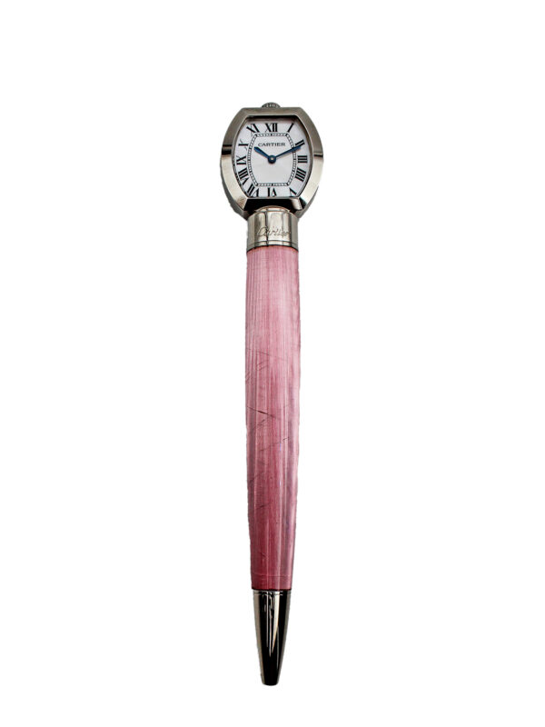 Cartier “Stylo D’Exception” Platinum and Pink Lacquer Ltd 308/2000 Pen Watch c. 2001, Complete