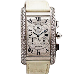 Cartier 18k White Gold & Diamond "Tank Americaine" Chronograph Wristwatch Ref. 2339