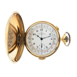 Chronometre Sixta 18k Yellow Gold Hunting Case Quarter Repeater Chronograph Pocket Watch, c. 1910