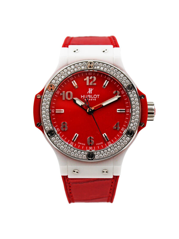 Hublot Ltd Edition "Big Bang" for FIFA World Cup Red Ceramic, Stainless Steel & Diamond Wrist Watch, c. 2010 w/ box, tag, & cert. Originally retailed for $9,700