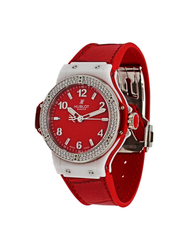 Hublot Ltd Edition "Big Bang" for FIFA World Cup Red Ceramic, Stainless Steel & Diamond Wrist Watch, c. 2010 w/ box, tag, & cert. Originally retailed for $9,700