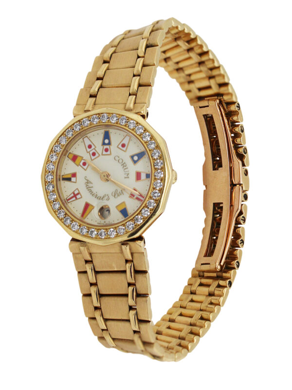 Corum "Admiral's Cup" 18k Yellow Gold & Diamond Quartz Ladies' Bracelet Watch w/ Date, Ref 39.910.65 V 85