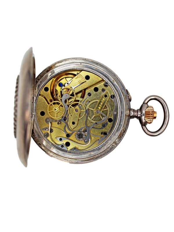 Ls Gallopin & Cie Silver Chronograph Open Face Pocket Watch w/ Retrograde 30 Minute Register c. 1900s