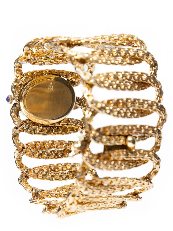 Angelus (Ref L818) 14k Yellow Gold Textured Hoop-Linked Bracelet Watch with original hang tag and box