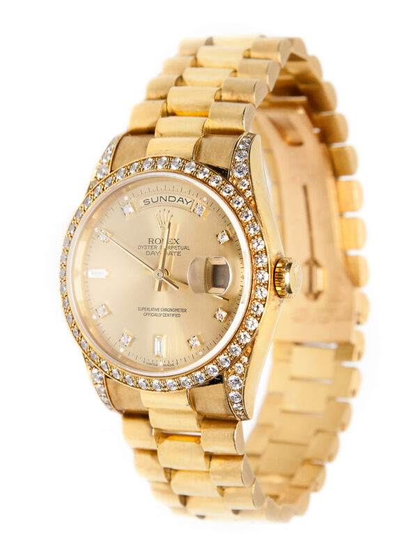 Rolex President (Ref 18388) 18k Yellow Gold & Diamond Automatic Day-Date Bracelet Watch c. 1991