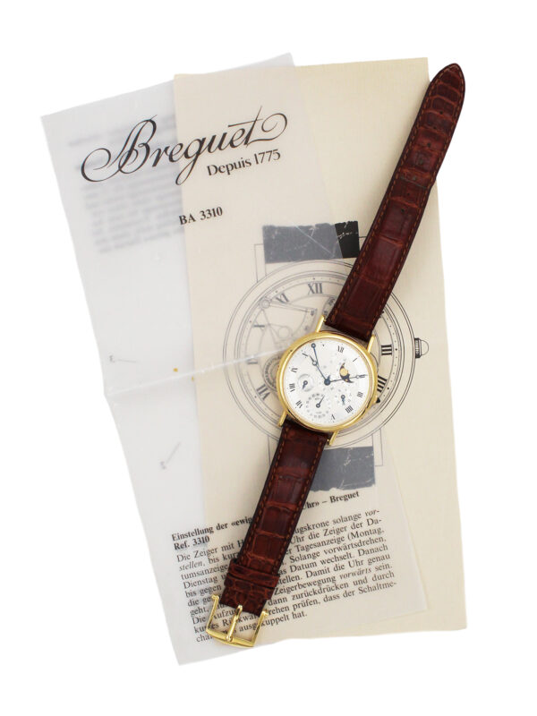 Breguet "Classique" (Ref 3310) 18k Yellow Gold Automatic Perpetual Calendar Wristwatch with Moonphase, Power Reserve, Box, Cert, Setting Pin, and Manual c. 1990s