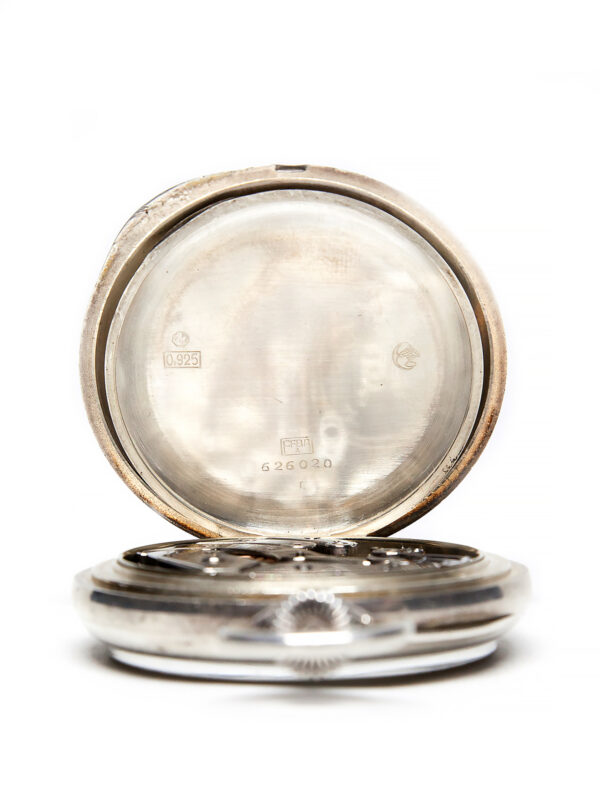 Rare Patek Philippe (Ref 739) Silver Keyless Open Face 60mm Deck Watch with Extract and Guillaume Balance c. 1914