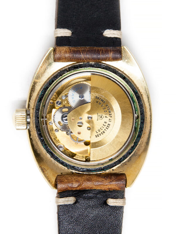 Lucien Piccard "GTO Seashark 600" (Ref 41730) Gold Fill Auto-Date World Time Wristwatch c. 1970s