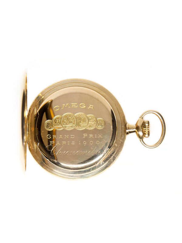 Omega "Chronometre" 18k Yellow Gold 51mm Open Face Pocket Watch w/ Box c. 1910s