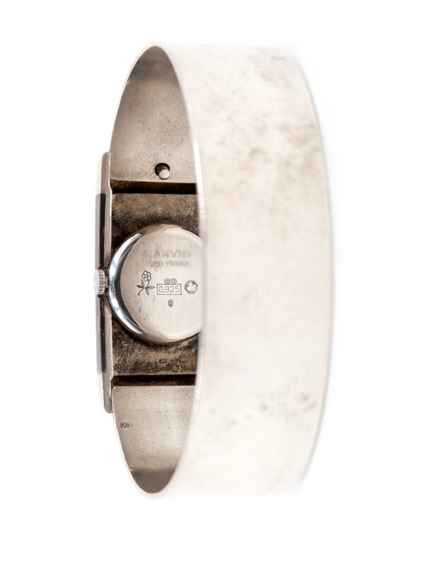 Lanvin, Paris Silver & Wood Ladies' Bracelet Watch c. 1970s