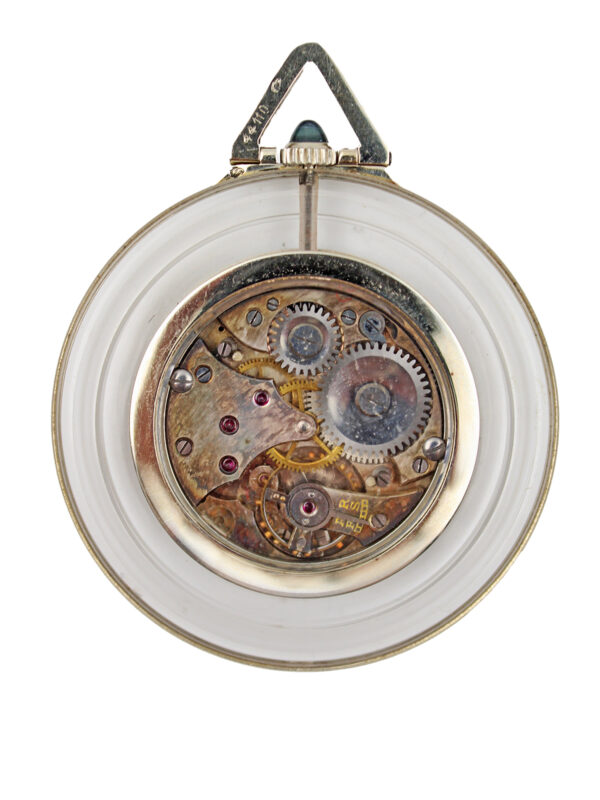 Van Cleef & Arpels Platinum & Rock Crystal Open Face Pocket Watch with Box c. 1930s