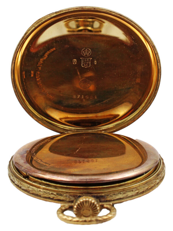 IWC 14k Yellow Gold 50mm Open Face Case Pocket Watch c. 1915